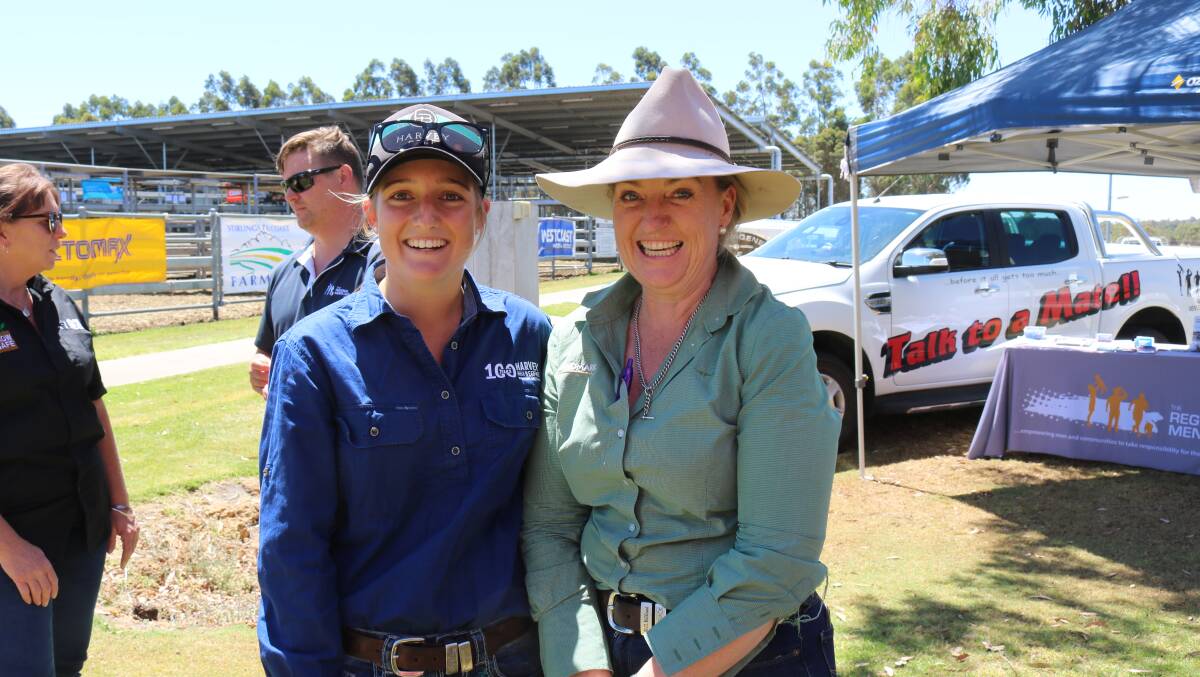 Event sponsors Adele Martin (left), Harvey Beef and Kerryn Mickle, Landmark Mt Barker branch manager, at the Harvey Beef Gate 2 Plate Challenge induction day.