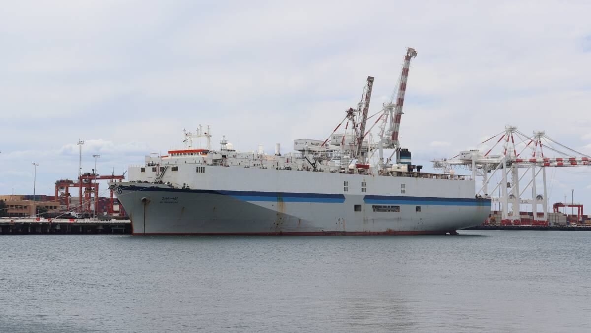 The Al Messilah docked at Fremantle Port prior to its departure on November 9.