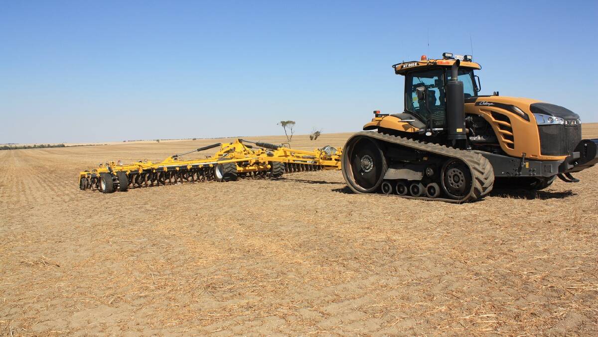 One of the three Challenger MT865 track tractors in operation on the Wests family farm at Wongan Hills.