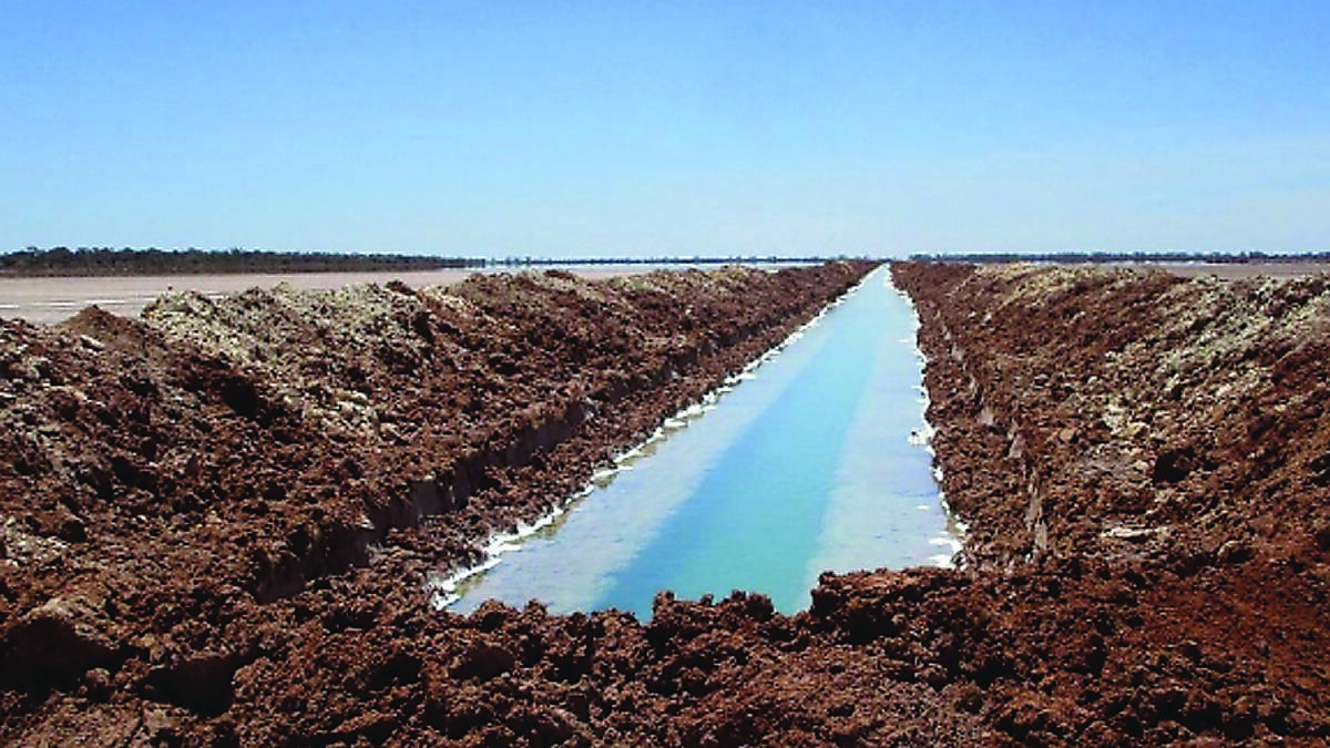 One of Salt Lake Potash's trenches on Lake Way, near Wiluna, to collect hypersaline brine as the first stage of a project to produce and export Sulphate of Potash fertiliser.