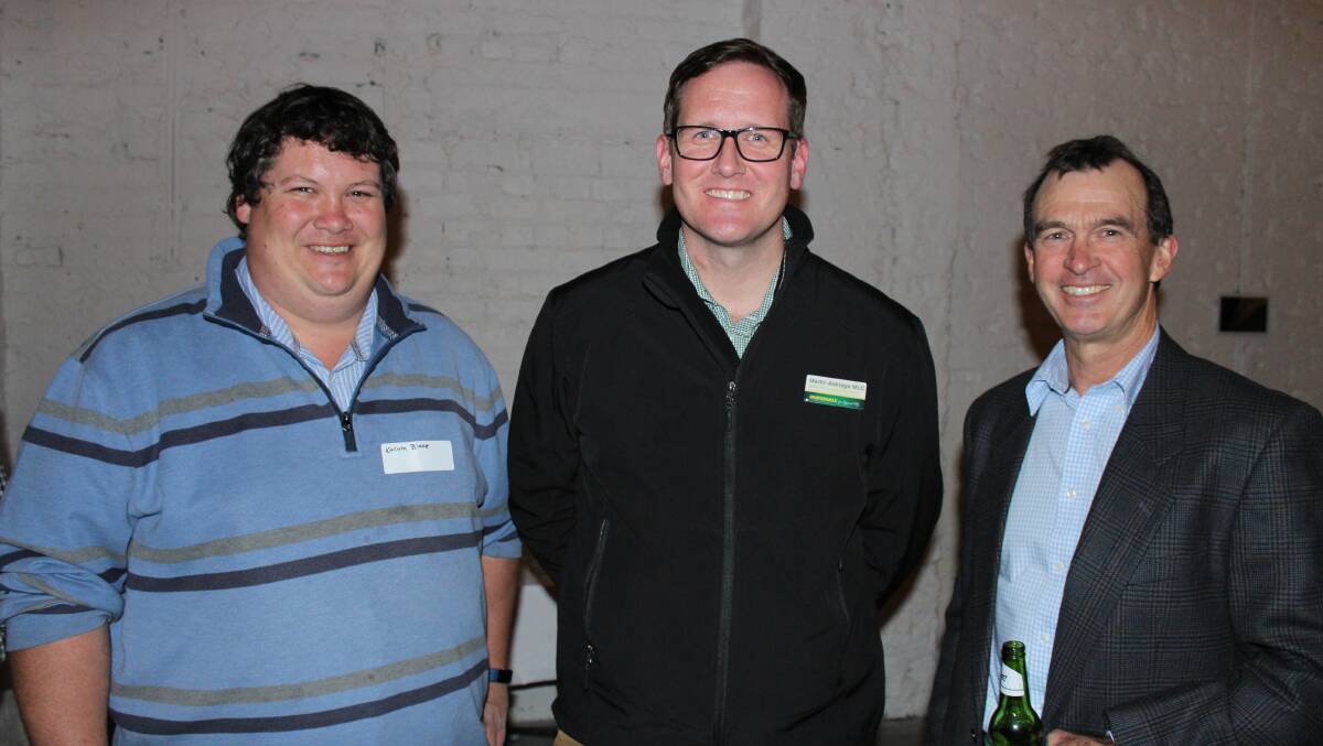 Kallum Blake (left), with Agricultural Region MLC Martin Aldrige and Cameron Taylor.