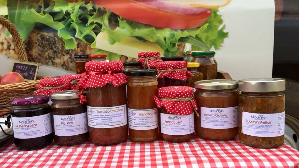Some of the jams, relish and other homemade preserves sold form the van. 