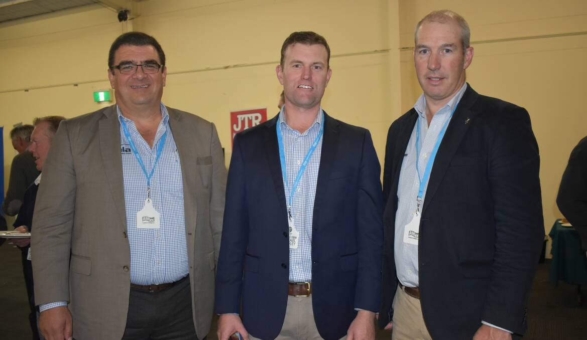 PROMOTION: Jason Strong and Michael Crowley, MLA, with Herefords Australia general manager Andrew Donoghue at last week's Breed Forum in Hamilton, Vic. Photo by Rowan McNaught.