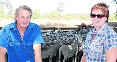 WAMMCO Producer of the Month winners for November Robin Higgins and daughter-in-law Jody Higgins of Netley, Frankland River, with some of their first cross breeding ewes.