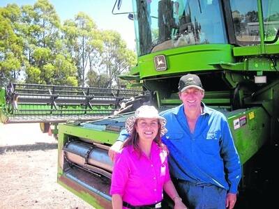 Michelle and Bayden Ferguson, Wandering, were contemplating how the John Deere 9750 STS header would fit into their paddocks.