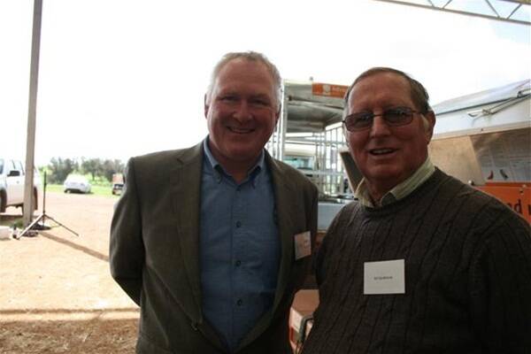 Icon Agriculture consultant Andrew Ritchie (left), with Billandri stud owner Bill Sandilands, Kendenup.