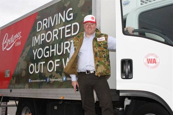 Brownes Dairy managing director Ben Purcell ready to embark on the trip across the desert.