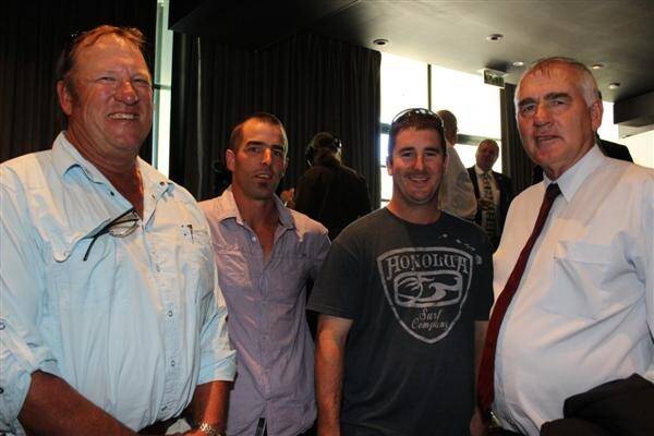 Wayne Walter (left), Cascade, Tim Bock, Jerramungup, Dwight Ness, Newdegate and CBH director Wally Newman, Newdegate, at last week's CBH annual general meeting.