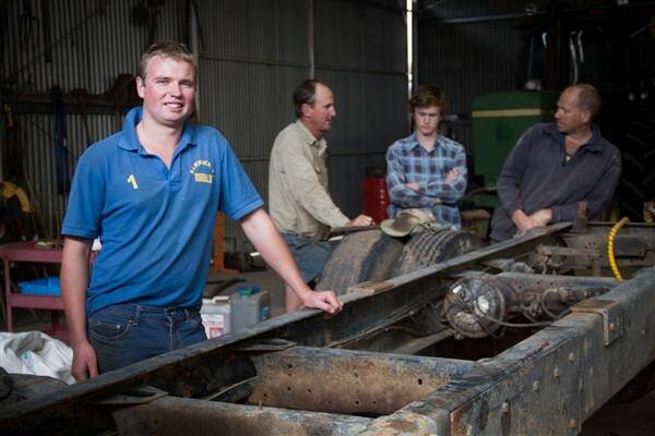 Young Gun Cameron Shell (left) with Trevor Badger, Riaan Badger and farm employee Jos Brummelman. Jos was also one of the Badger's trainees in 1996 (the year Riaan was born) and has been a full time employee on the farm since returning in 2005.