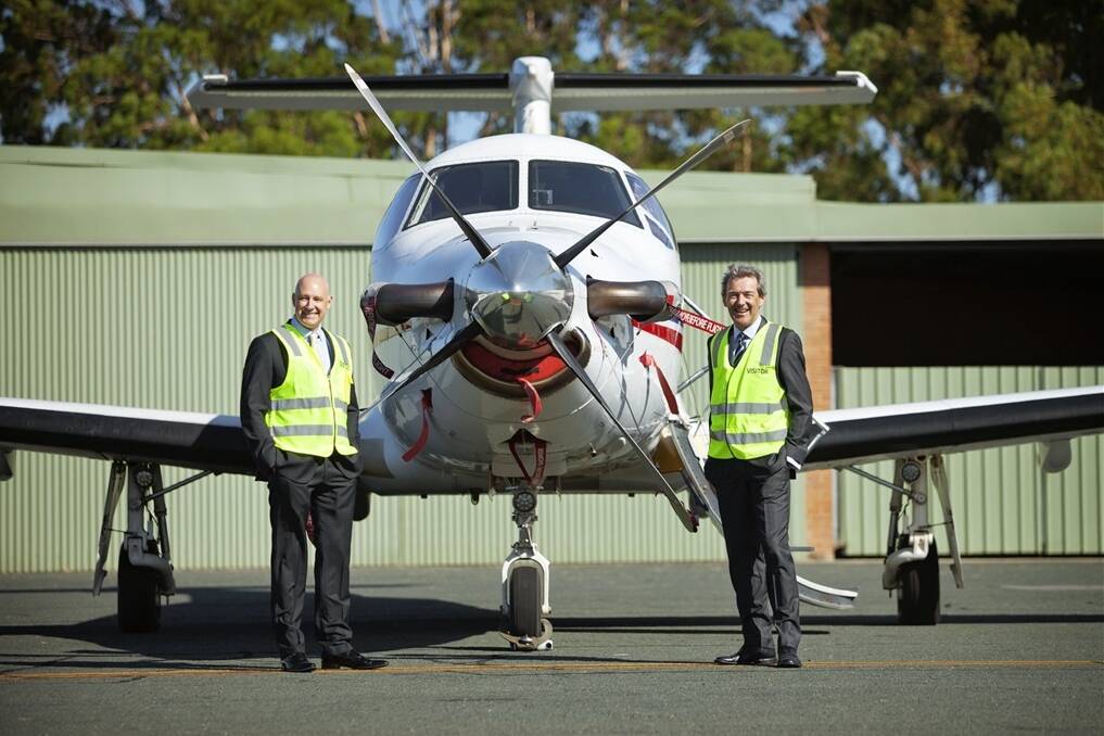 RFDS WA CEO Grahame Marshall (left) and CBH CEO Andy Crane announcing CBH's sponsorship of the RFDS.