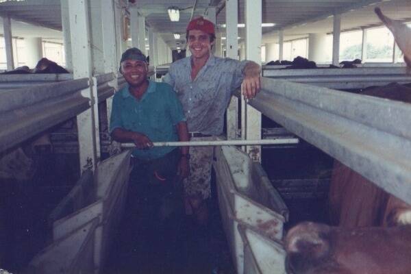 A young David worked as a stockman with crew-mate Kojack.
