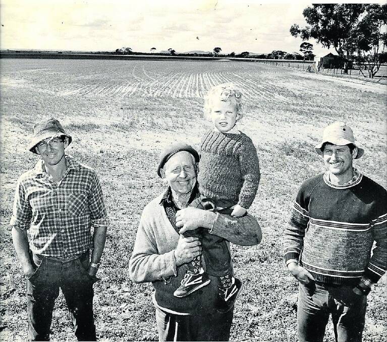 Keeping it in the family, Robert Wilson (left), Jack Wilson, Ben Wilson and Ian Wilson in the earlier days farming at Quairading.