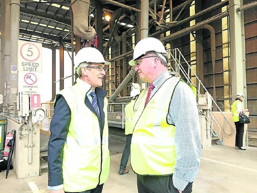 CBH Group chief executive officer, Dr Andy Crane (left), spoke with Deputy Prime Minister and Federal Minister for Agriculture Barnaby Joyce who inspected the CBH Metro Grain Centre in Forrestfield on Monday afternoon.