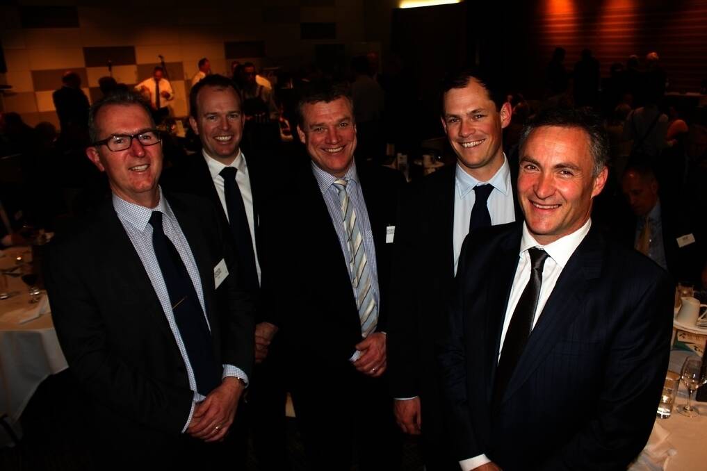 Elders Simon Hogan, Lachie Brown, Andrew Howells, Gregson G Schneider, Harry Knight and Tim Marwedel at last year&#39;s wool broker of the year awards.