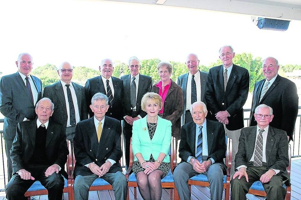 Royal Agricultural Society WA president Rob Wilson (back left) with Hall of Fame inductees Michael Lloyd, Kevin Hogan, Dawson Bradford, Janette Foulkes-Taylor, Peter Falconer, David Lindsay, Rex Edmondson, Lou Giglia (front left), John Bennison, governor Kerry Sanderson, who is patron of the RASWA, Noel Fitzpatrick and John Gladstones.