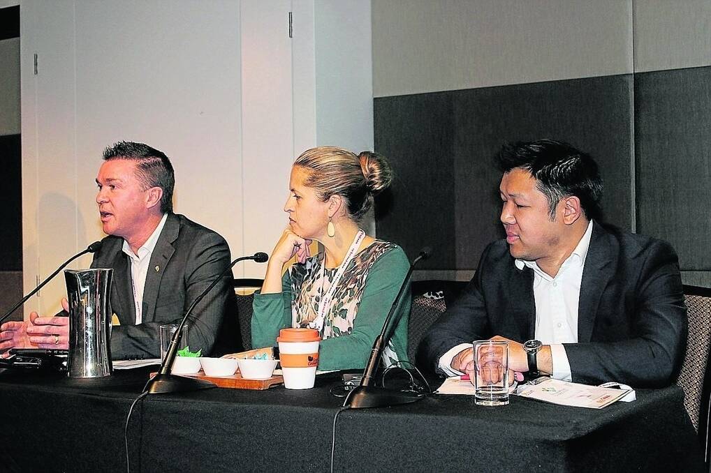 CBH Group international marketing manager Sean Cowman (left), GrainGrowers trade and market access manager Cheryl Kalisch-Gordon and Rabobank senior analyst Graydon Chong independently presented similar messages about South East Asia to the Innovation Generation conference in Scarborough this week.