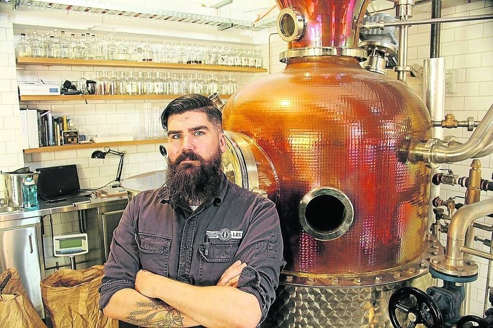 Hippocampus distiller Alex Poulsen with the custom-made copper still used to create the distillery&#39;s vodka and gin.