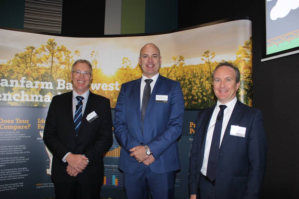 Graeme McConnell, Dean Nalder and Richard Bator at tjhe release fo the 10th edition of Planfarm Bankwest Benchmark.