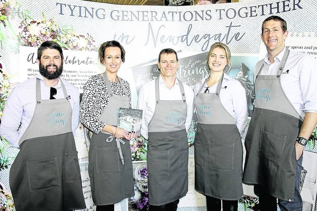 Aaron Dolin (left), Rikki Foss, Andrew Young, Tracy Vaughan and Pete Rees at the launch of the Apron Strings cookbook.