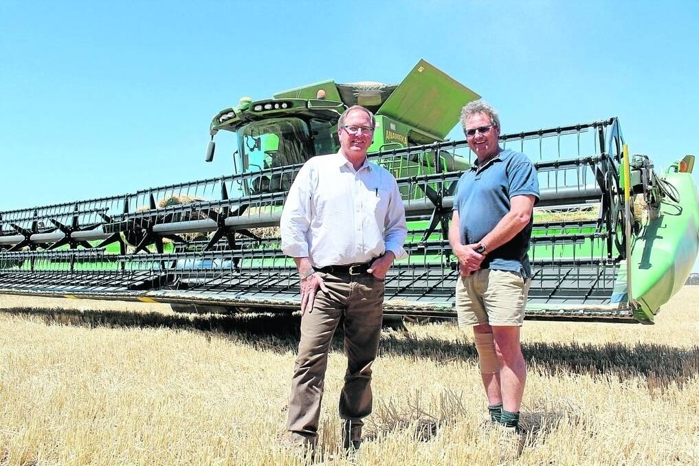 WA Minister for Agriculture and Food Mark Lewis (left) with WAFarmers president Tony York at Mr York's property at Tammin.
