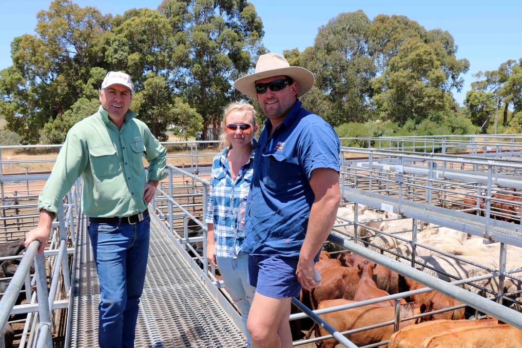 Richard Pollock (left), Landmark Waroona, with clients Sally and Matthew Vuletic, Coolup.