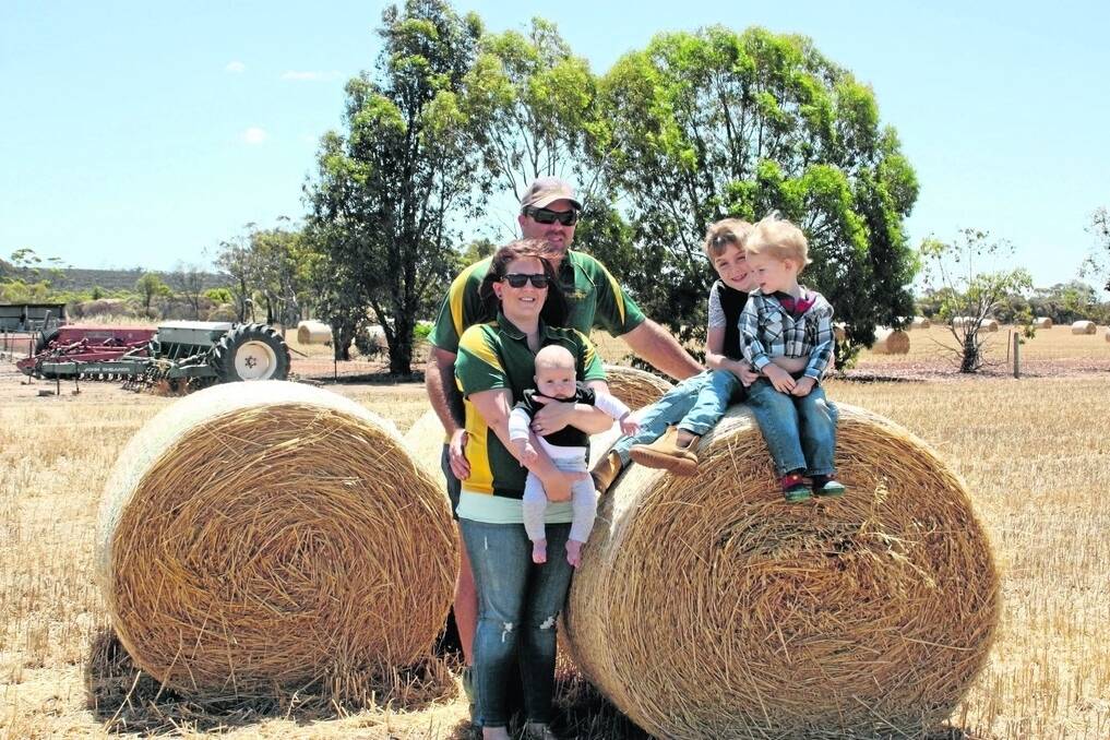 Corey and Katherine Weguelin with sons Fletcher, Brayden and Miller, plan on having a long involvement with the farming community around Corrigin.