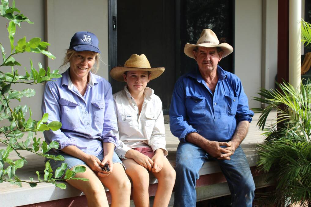 Polly Edmunds (nee De Pledge), left, with Robert and Peter Edmunds sell Mandora station, Eighty Mile Beach.