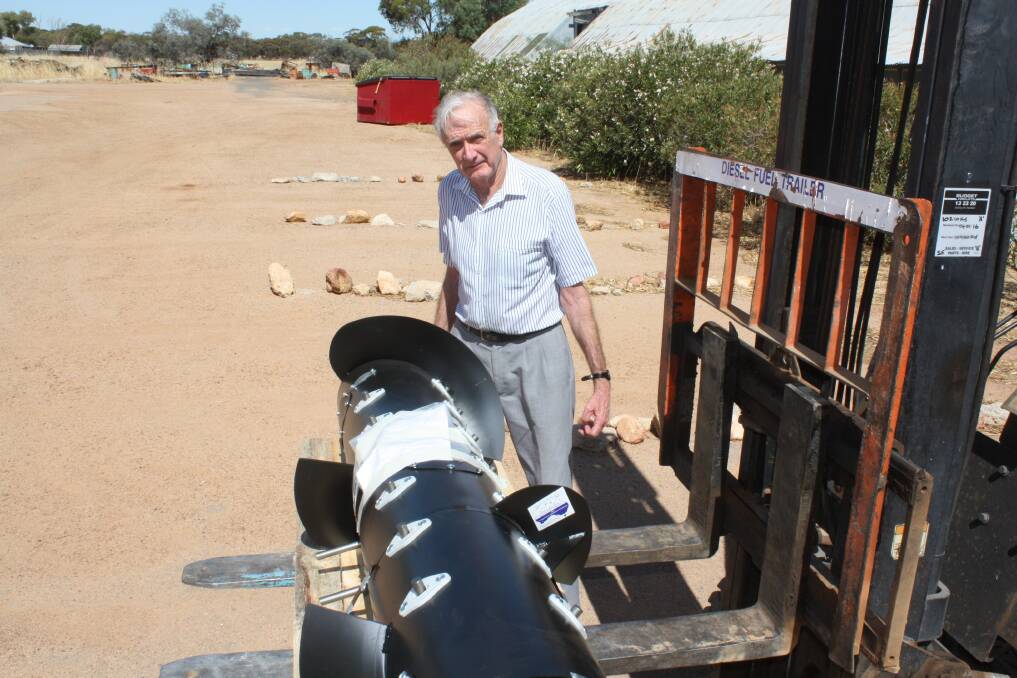 Phillbourne Merredin principal Laurie Phillips rolls out another Turbodrum from his factory.