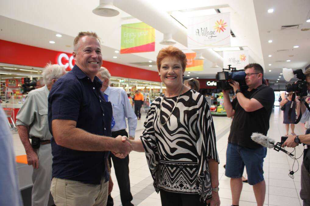 Senator Pauline Hanson meets Katannings Craig McKinley, who will run as One Nation's second candidate for the Agricultural Region at the up-coming WA election.