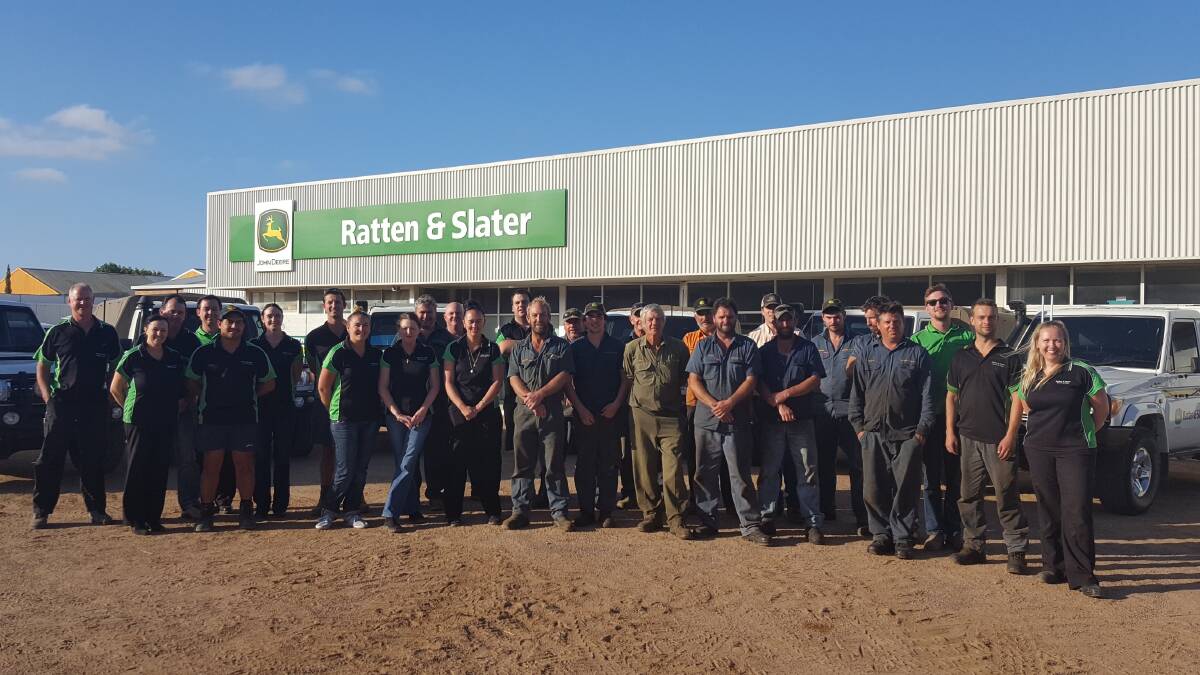 p It was the last day of work for these employees under the Ratten & Slater banner, Esperance, when this picture was taken last Friday. But the John Deere dealership continues on under AFGRI Equipment, which formally finalised its acquisition this week. The deal means AFGRI Equipment holds the largest John Deere network in Australia with 15 branches. The big boys in the east share 37 branches - Va