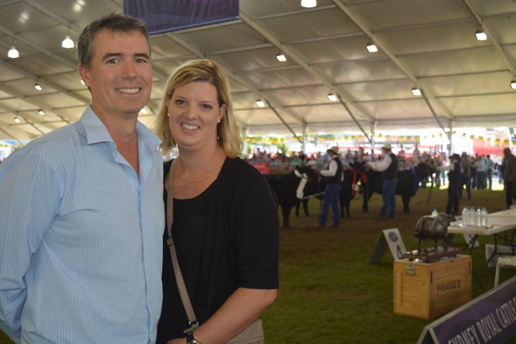 Farm Weekly-WA Angus Breeders Win 10 Angus heifers competition winners Selga and Steve Beckwith at the recent Sydney Royal Easter Show where they attended the Angus judging as part of their prize.