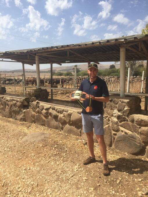 Jack England, Shepherds Hill, Keilira, South Australia, has completed a Nuffield scholarship sponsored by Australian Wool Innovation. He is pictured in Israel with the Moonitor, a GPS collar developed during the past decade.