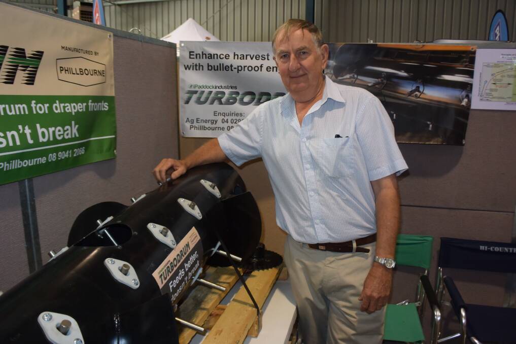 And Victoria distributor Richard May, above, was effusive in his remarks about the Turbodrum at last month's Horsham field days. It's another success story for Laurie who built WA's first 4WD tractor, the Acremaster. His Rollerdown draper pick-up also remains a firm favourite in the market place.