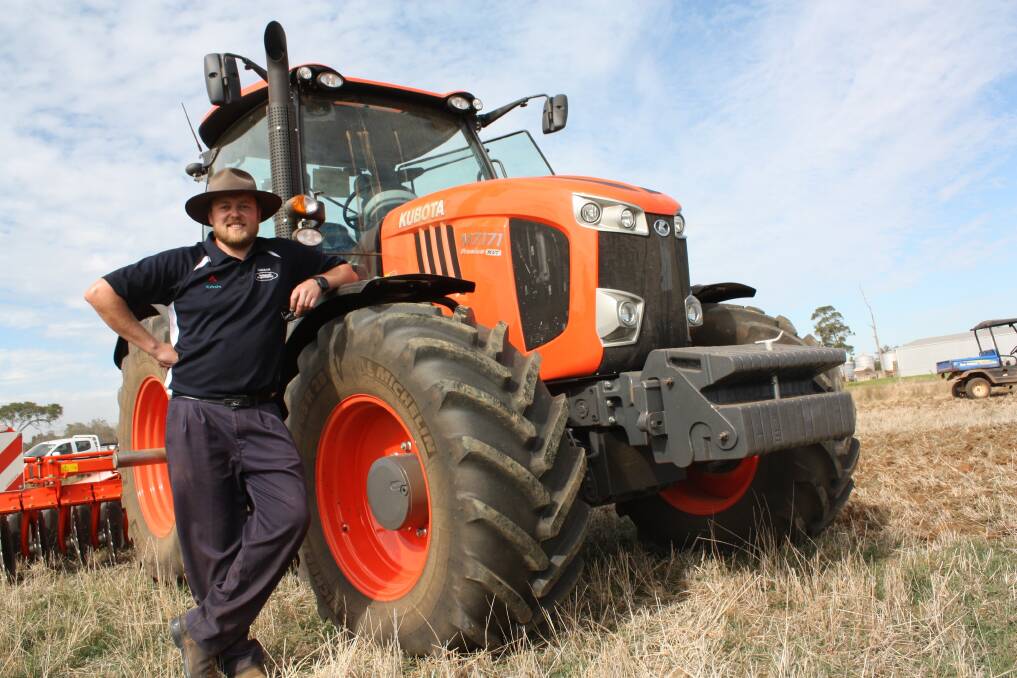 Bunbury Machinery salesman Damien Wundenburg oversaw the demonstration of this new Kubota 7171 at the dealership's demonstration day last week in Brunswick, which also included the appearance of a new Kubota CD disc harrow. 