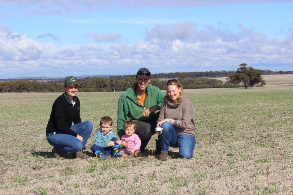 Facey Group executive officer Sarah Hyde (left) with Yearlering producers Alan Manton and Kelly Pearce and their children Alaistair and Lucinda.