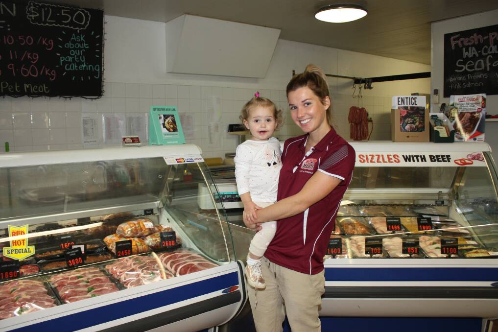  Eighteen-month old Sage spends time "helping" mum Courtney Fewster run Gingin Premium Meats.