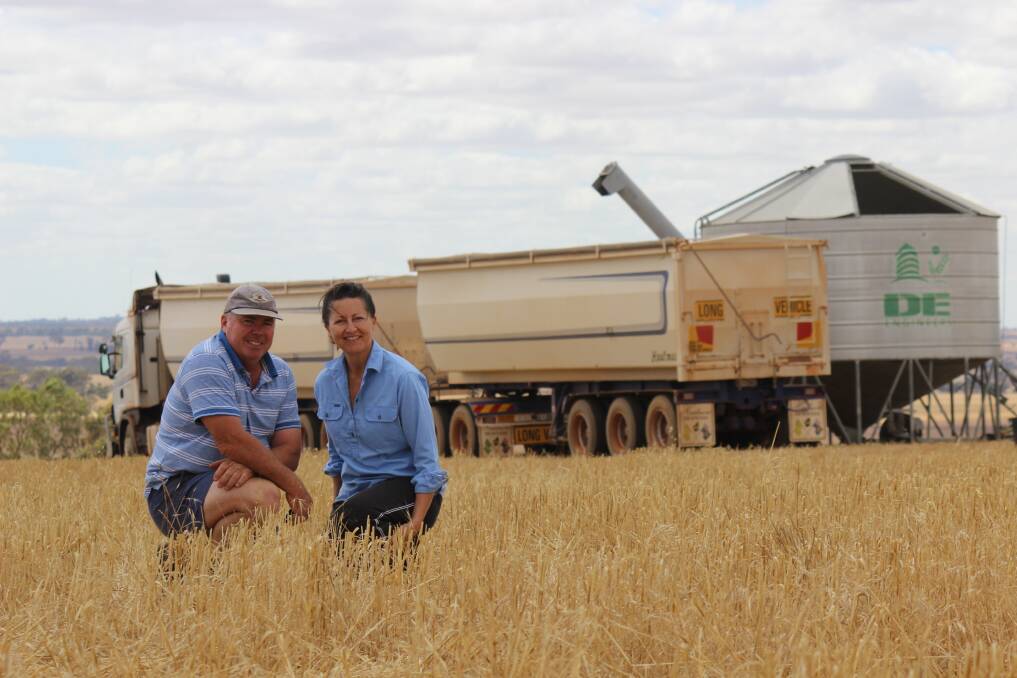 Barry and Peta West during harvest on their Kulin farm. Peta has recently launched her childhood memoir, Nicci Was Here.
