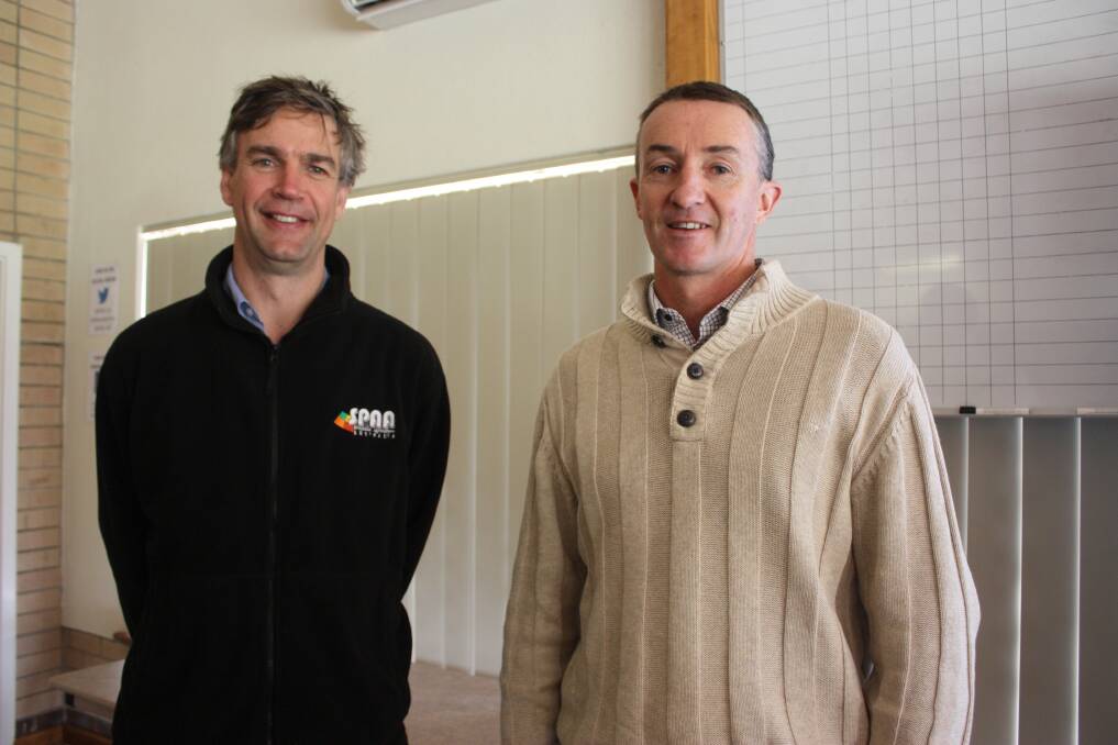 Precision Agronomics Australia technology development manager Frank D'Emden (left) and Planfarm consultant Peter Newman presented at last week's Society of Precision Agriculture Australia Expo in Corrigin.