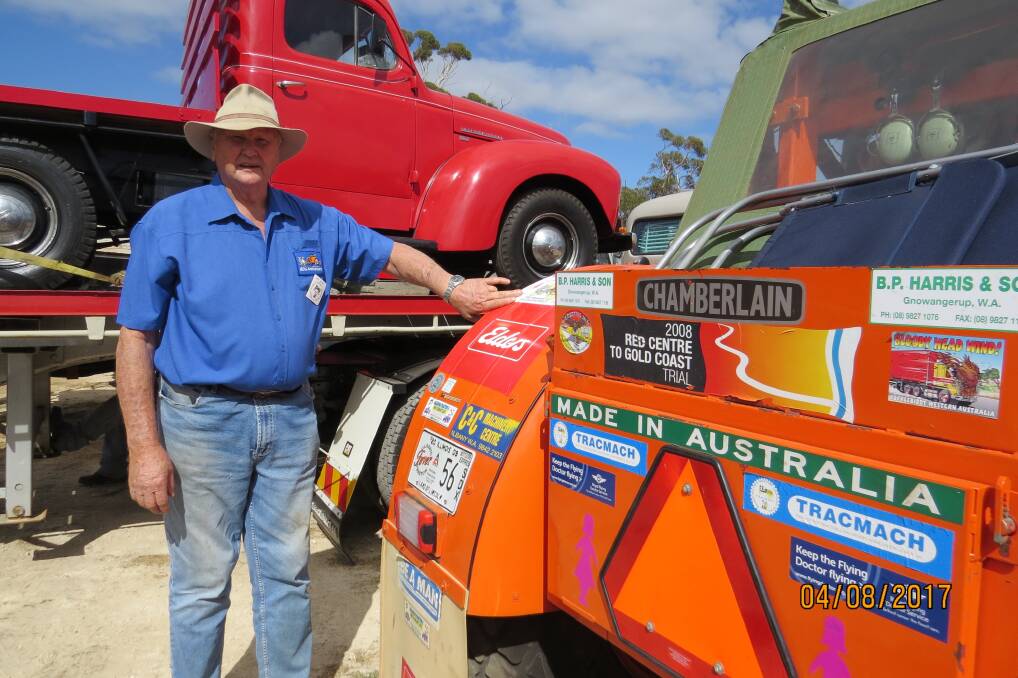 Chamberlain 9G Tractor Club member Dick Garnett with the new 'Tail End Charlie' Chamberlain         9G tractor currently on a tour to raise funds for the Prostate Cancer Foundation of Australia and Breast Cancer Network Australia.
