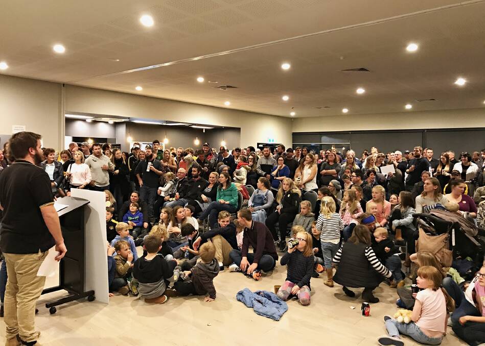 The crowd beginning to gather at the Team Leo Auction, held at the Corrigin Recreation and Events Centre. More than $65,500 was raised on the night for Ronald McDonald House.  	Photo by Kellie Bell.