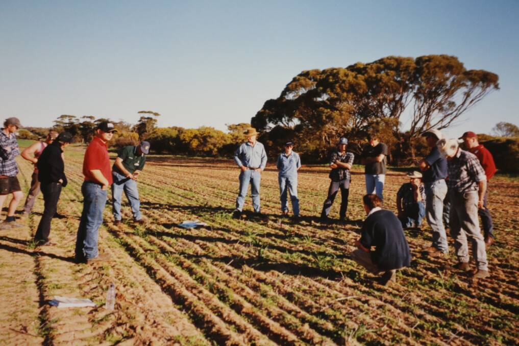  Liebe Group members inspect a trial site in the late 1990s.