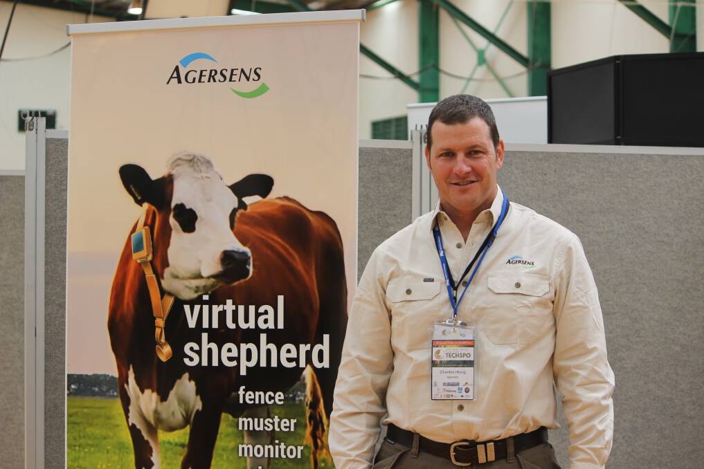  Agersens business development manager Charlton Honig displayed the new Victorian made eShepherd that is designed to make life easier for cattle producers.