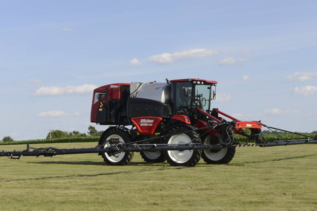 p A new, adjustable chassis design on the new Miller Nitro 7310 sprayer has resulted in a 5 per cent lighter machine compared with the Nitro 5240, allowing improved flotation and less compaction. It has also produced an industry high, 2-metre ground clearance, which will better allow late season spray applications.