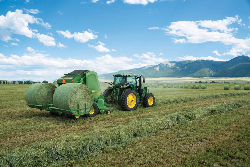 Deere's new round baler range has an option to carry two bales while making a third before discharge and drop-off.