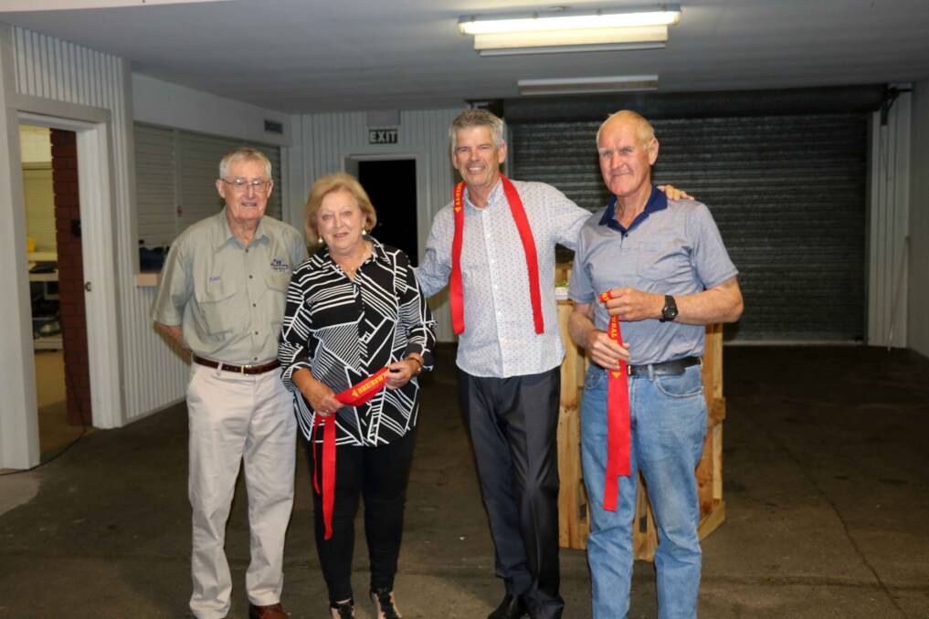 Allen Evans (left), Lorraine Stone, Peter Gelmi and Neil Abbott, accepting the awards for the champions in the hoof and hook lamb judging at the 2017 Brunswick Show.