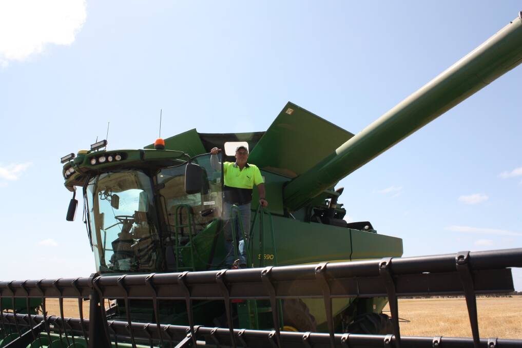 Header driver Alester Petersen was happy for a stretch as he paused during a harvesting run recently for Farm Weekly. He was part of the Alan Davidson Swathing Co's contract team at Hassad Australia's Yupiri farm, taking off Fathom barley in one of the last north eastern blocks of the Wheatbelt at Beaumont, east of Esperance. The results were pleasing with yields above average. According to Yupiri