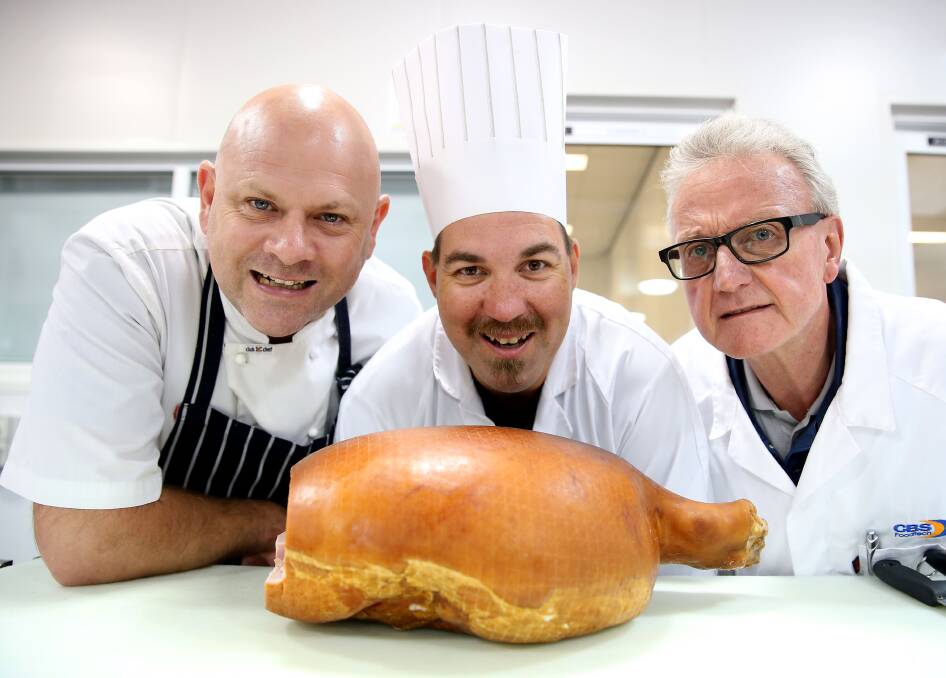 Australian PorkMark Ham Award judges Paul McDonald (left), Simon Bestley and Horst Schurger assessed more than 140 hams in this year's competition.