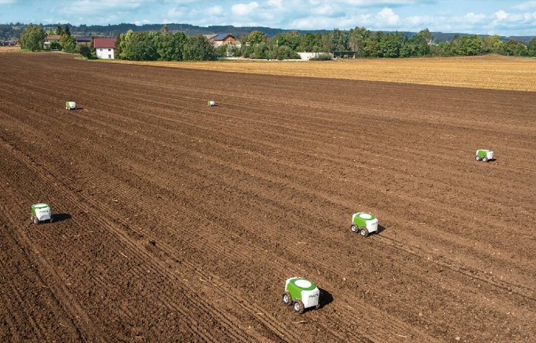 : This sight will certainly turn heads. It's a team of Fendt MARS 'workers' in a paddock in Europe. MARS stands for Mobile Agricultural Robot Swarms and AGCO and Fendt believes it's the way of the future for farming.