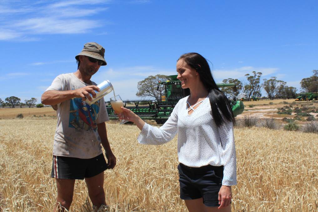 Meckering farmer Jeff Snooke, pictured with event organiser Rebekah Burges, will have his Bass barley used to produce the commemorative beer later this year.