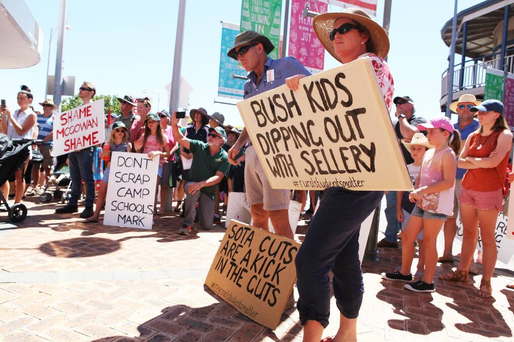 Flashback: Some of about 300 people protesting in Geraldton before Christmas about proposed cuts to regional and remote education.